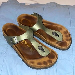 Birkenstock, gizeh, bronze, size 39